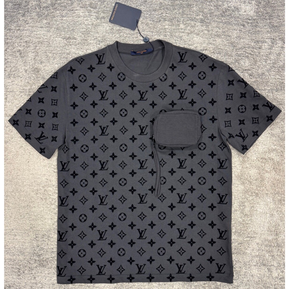Louis Vuitton SS20 Velvet Monogram Black Logo Zip Pocket Short Sleeve T-Shirt M - Picture 2 of 16